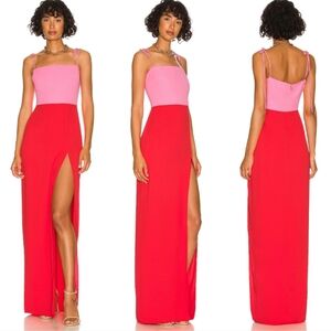 Like New! Amanda Uprichard x REVOLVE Avani Gown Dress in Shocking Pink & Crimson